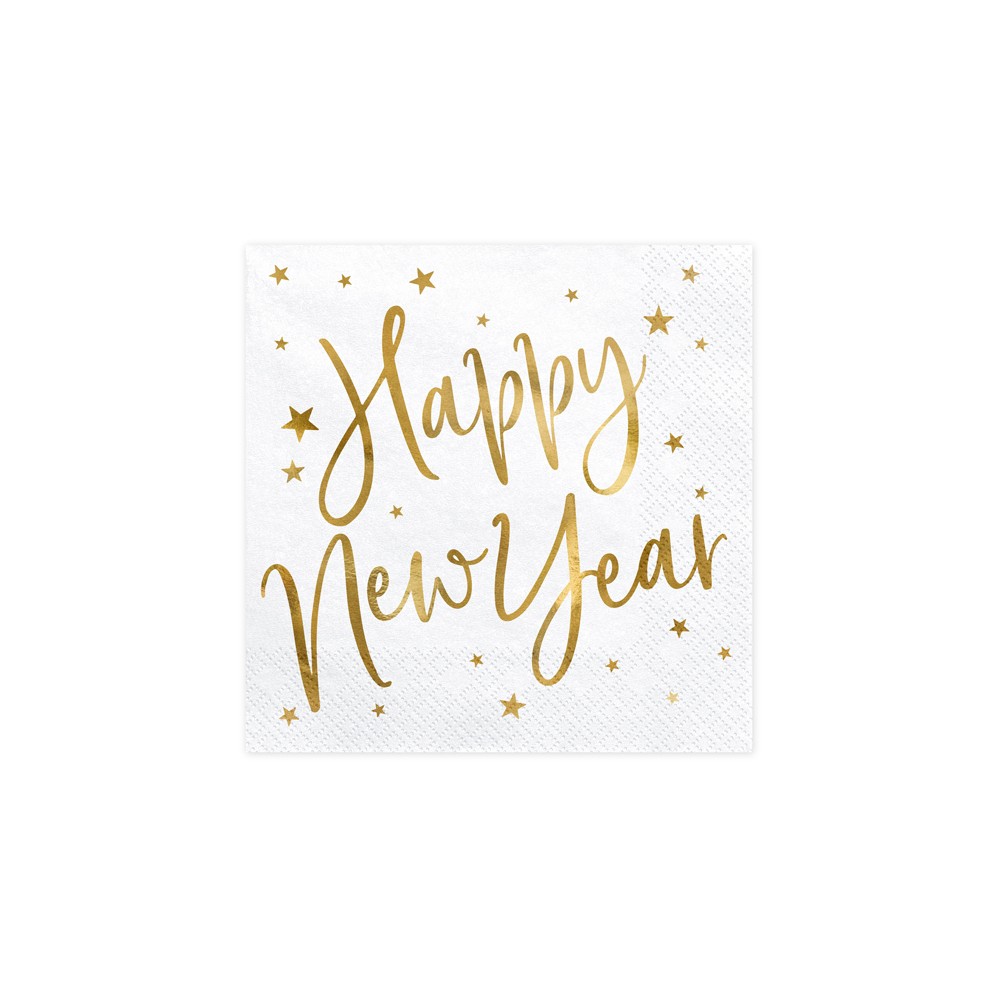20 Serviettes de table Happy New Year - blanches