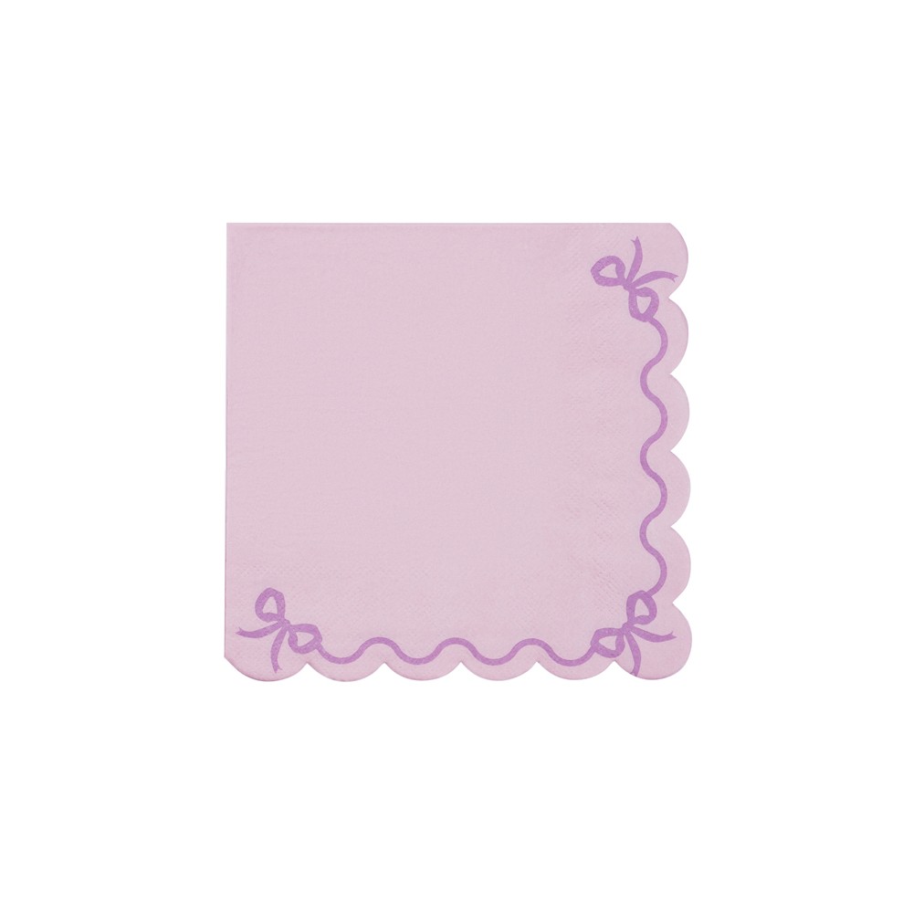 12 Serviettes ruban nœuds - violet