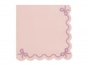 12 Serviettes ruban nœuds - rose clair