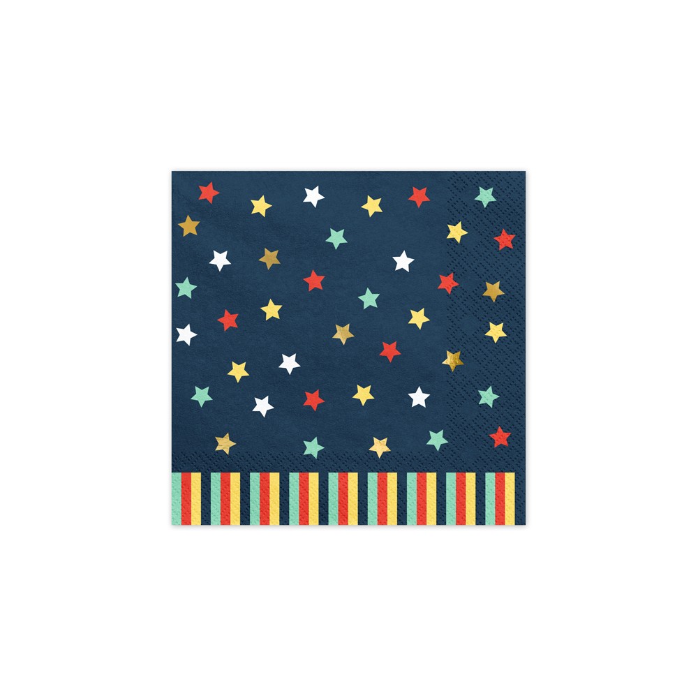 12 Serviettes de table Etoiles - bleu marine