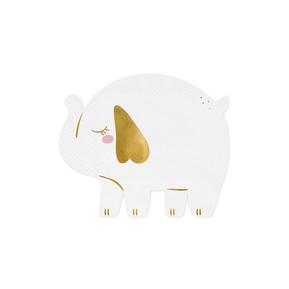 12 Serviettes de table Eléphant - blanc