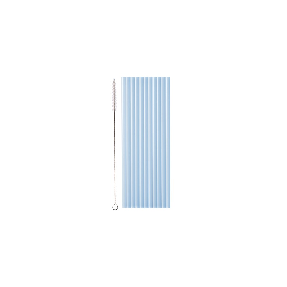 12 Pailles en plastique - bleu clair