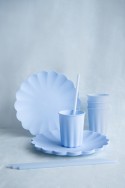 12 Pailles en plastique - bleu clair