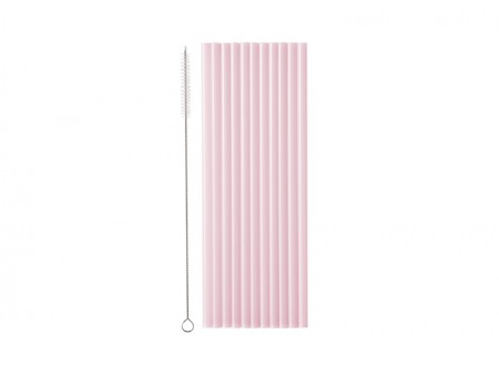 12 Pailles en plastique - rose