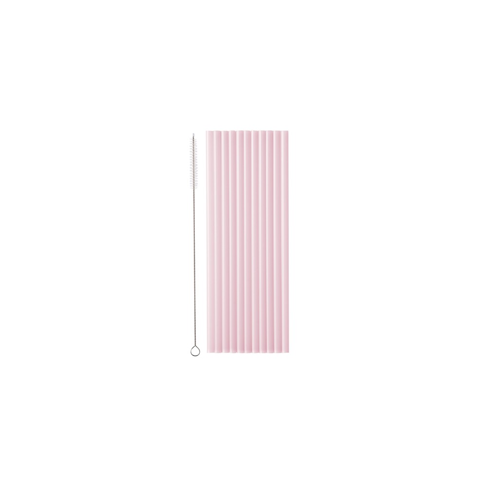 12 Pailles en plastique - rose