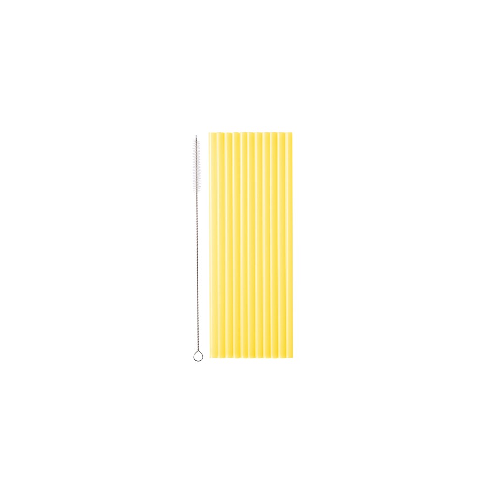 12 Pailles en plastique - jaune