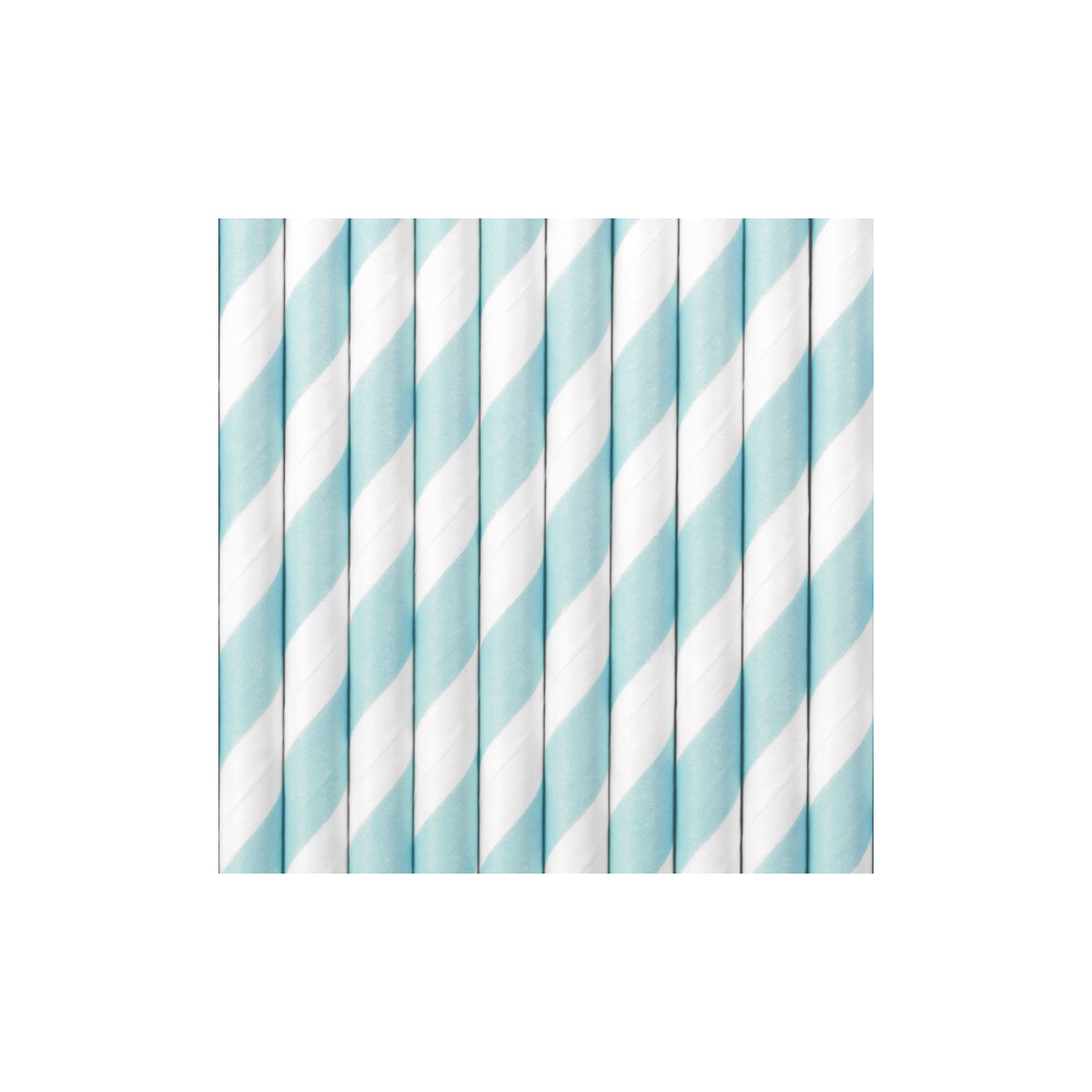 10 Pailles en papier - bleu clair