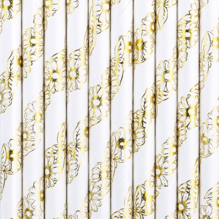 10 Pailles en papier - or