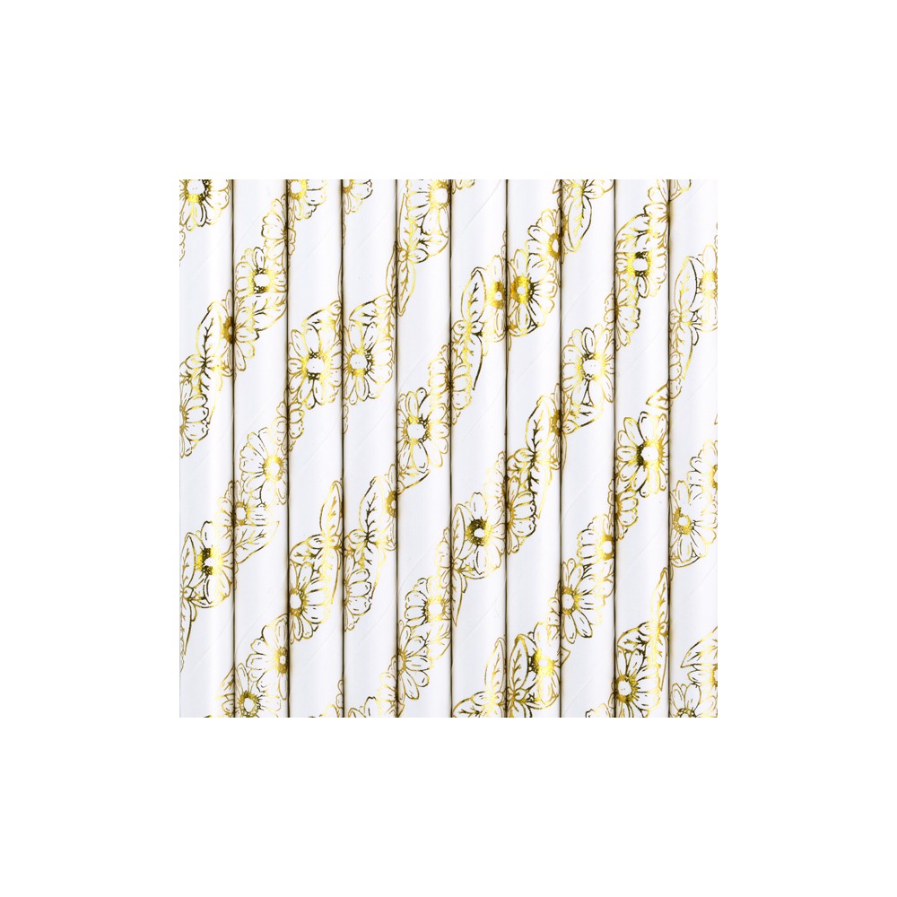 10 Pailles en papier - or