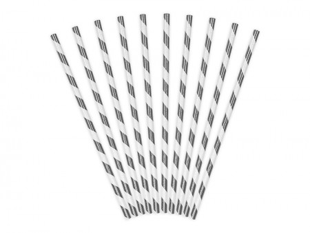 10 Pailles en papier - argent
