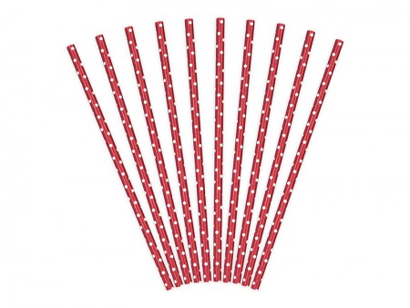 10 Pailles en papier - rouge