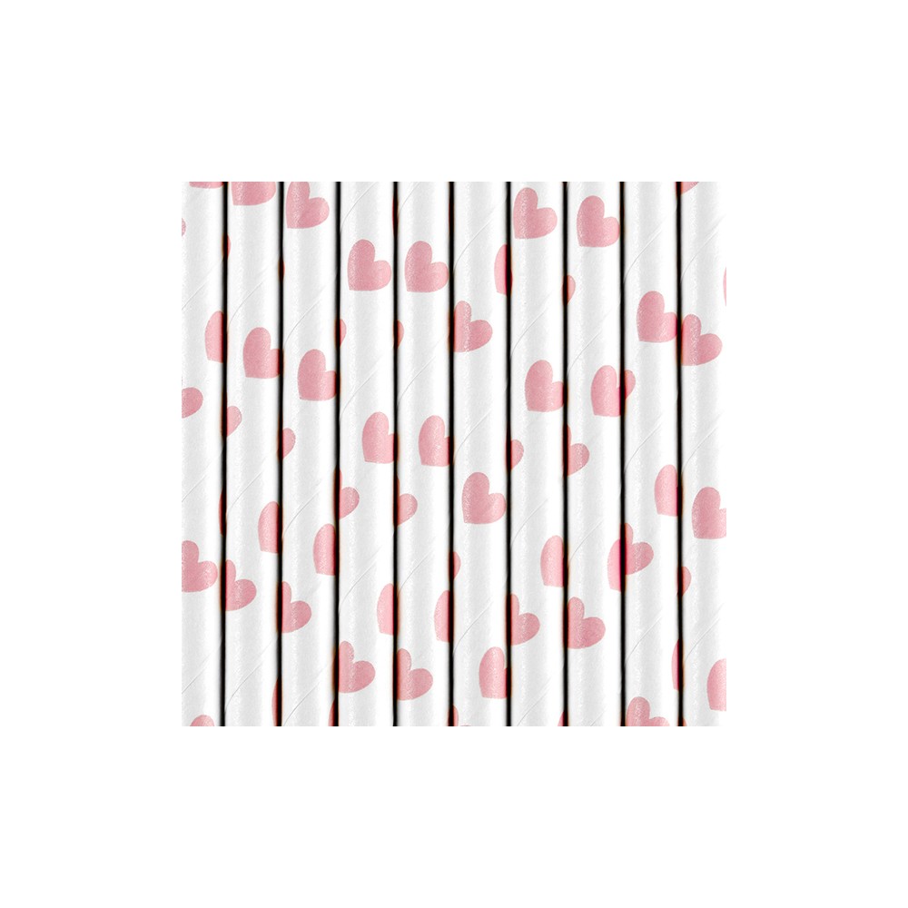 10 Pailles en papier - rose clair