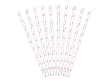 10 Pailles en papier - rose...