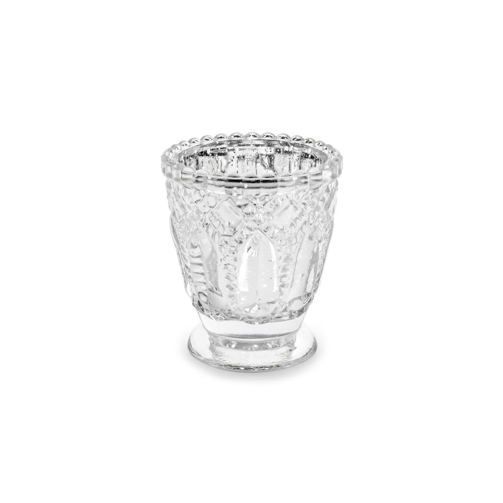 4 Bougeoir - en verre argent - 8cm