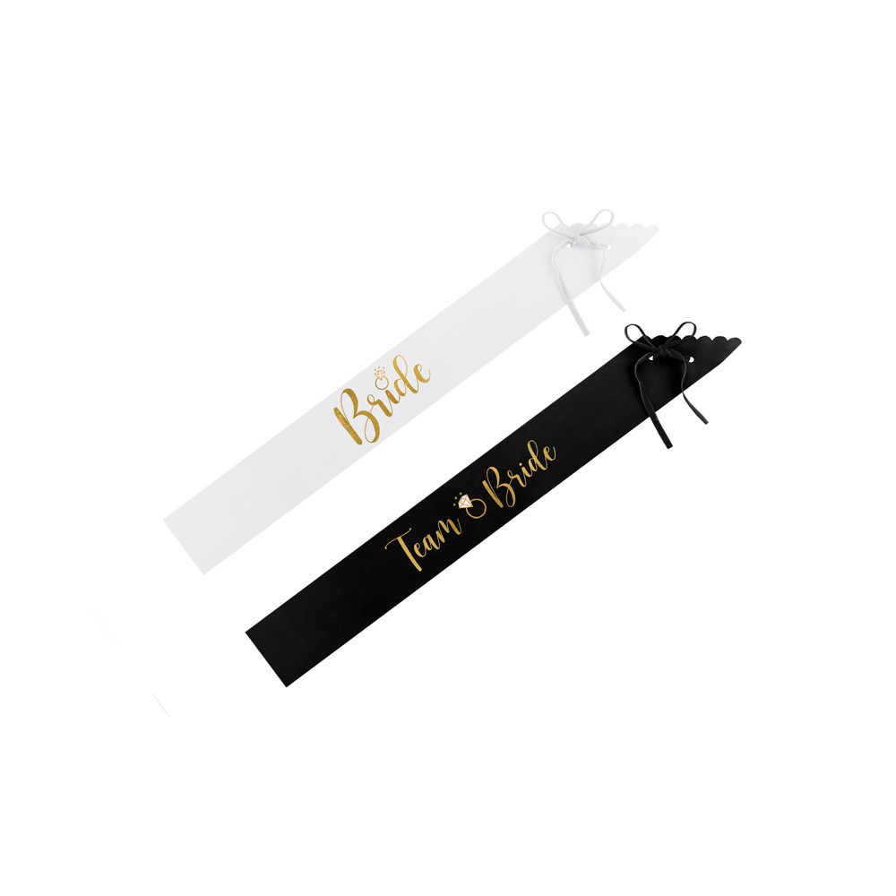 6 Echarpes Bride to be et Bride - noire et blanche