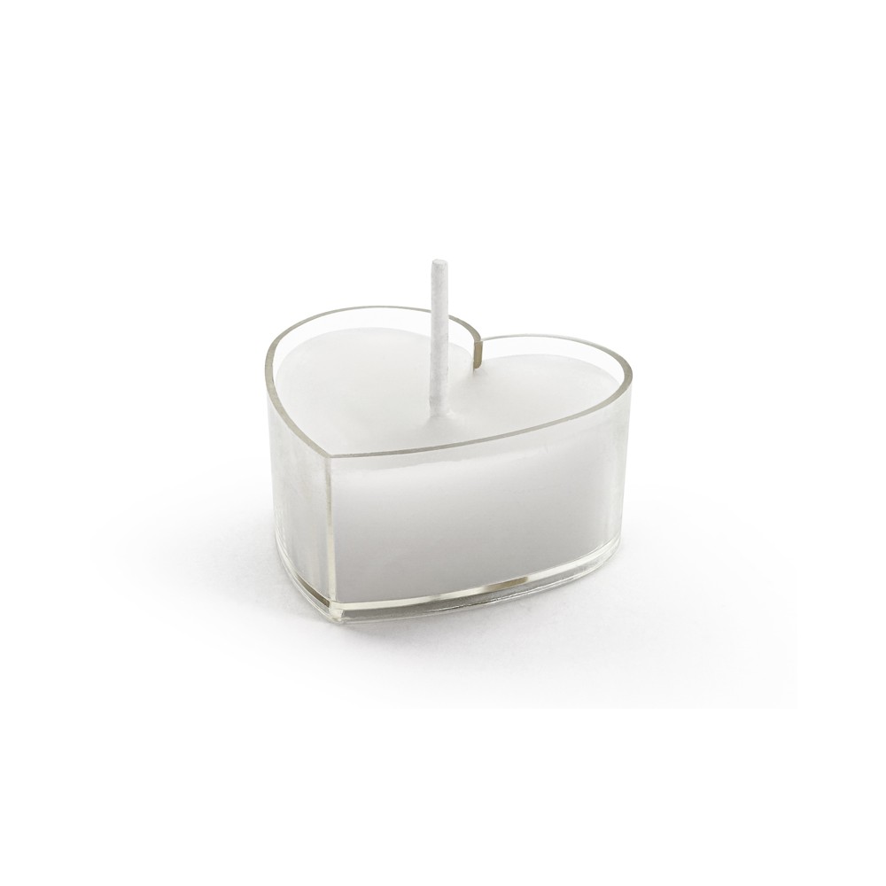 10 Bougies chauffe -plat - coeur - blanc