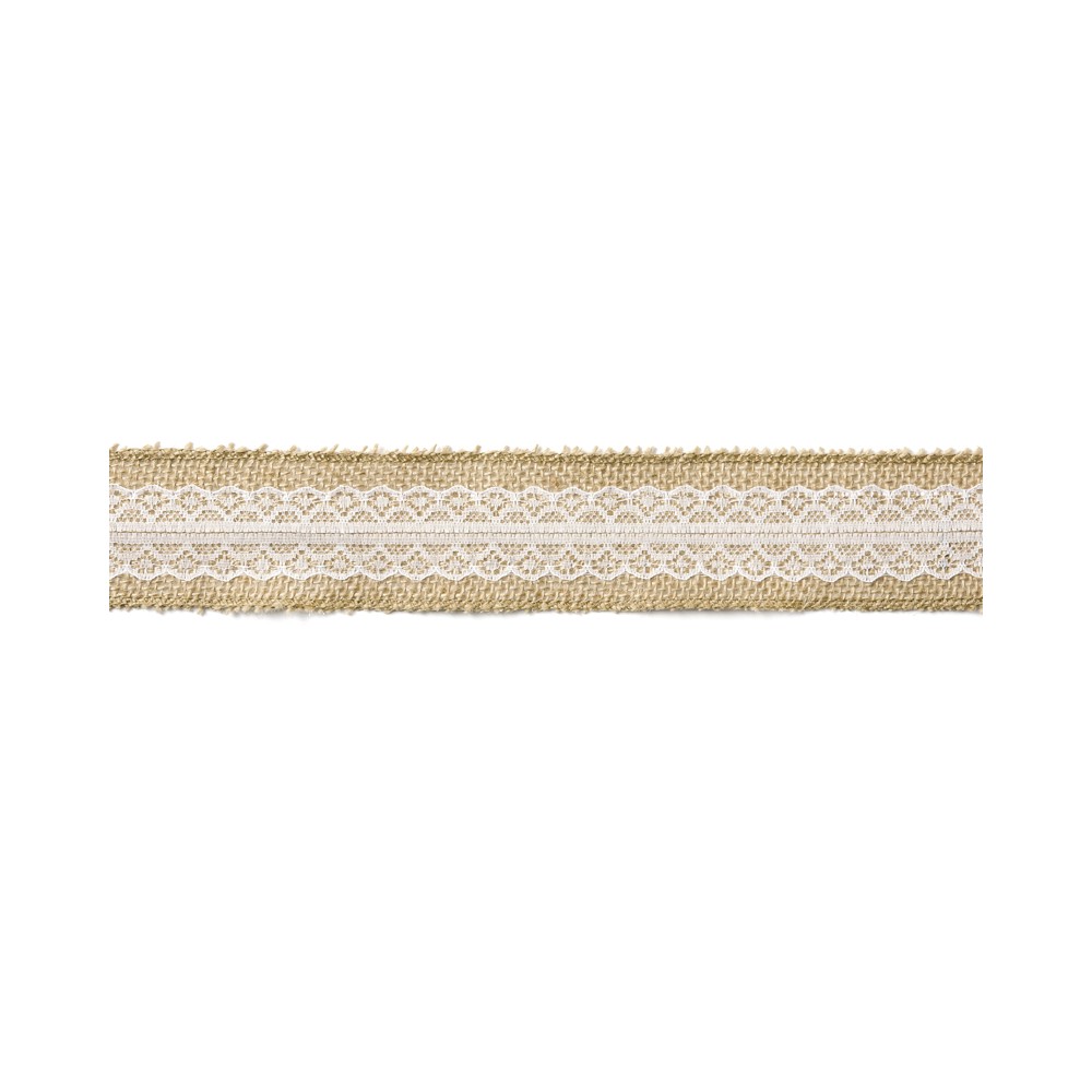 Ruban de jute avec dentelle - 5x500cm