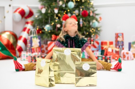 3 3 Sacs cadeaux or