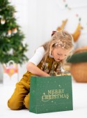Sac cadeau Merry Christmas - vert bouteille