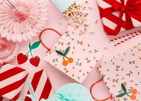 Sacs cadeaux Cerises 23 cm