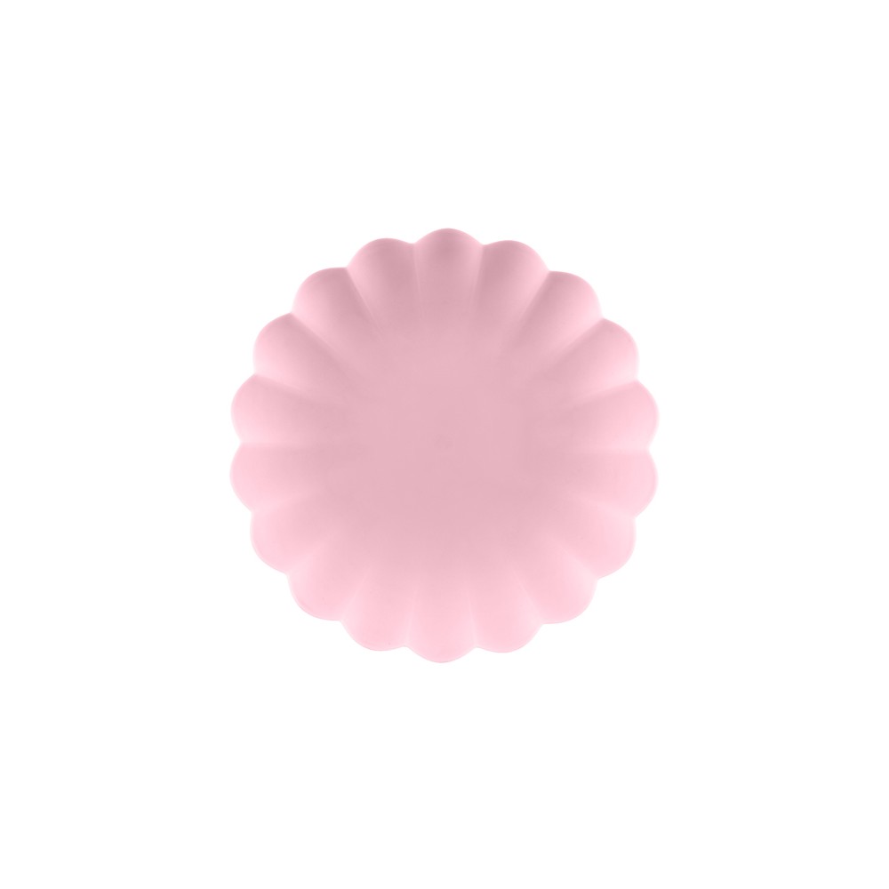 4 Assiettes en plastique Volant - 22 cm - rose