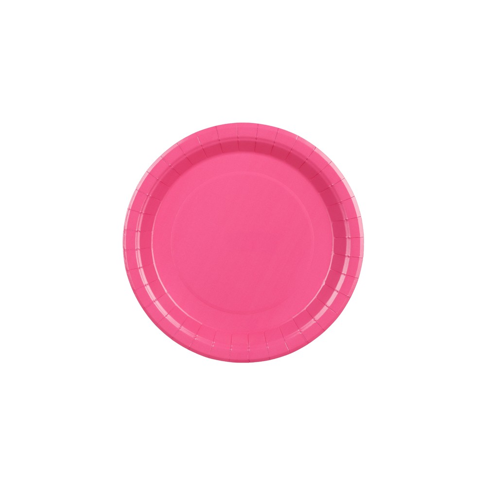 6 Assiettes en papier - rose foncé - 23 cm