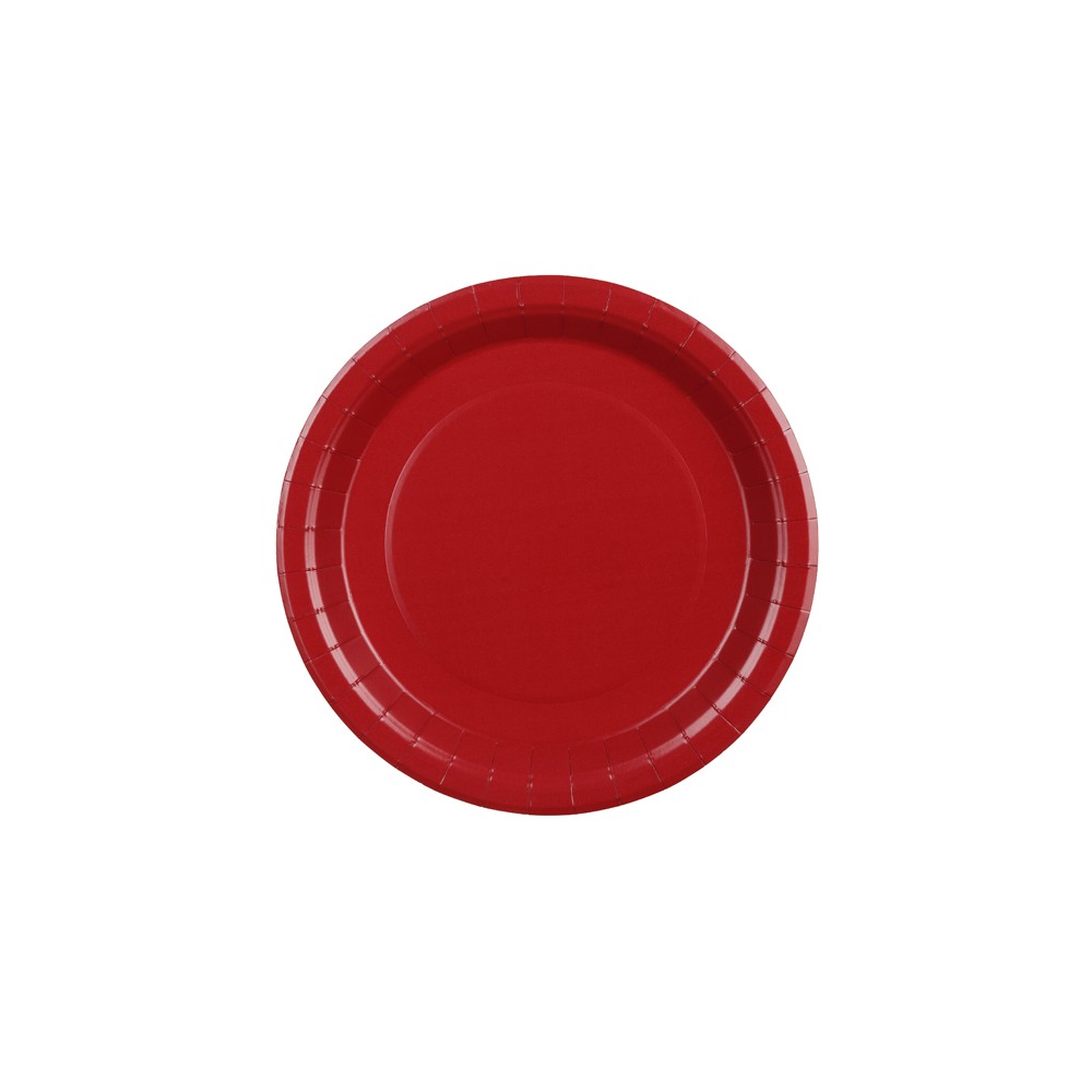 6 Assiettes en papier - rouge foncé - 23 cm