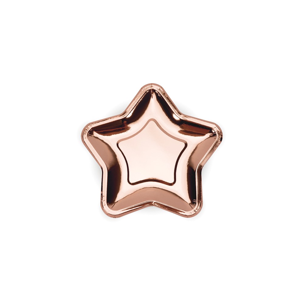 6 Assiettes étoiles - or rose - 18cm