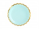 6 assiettes menthe et festons dorés - 18 cm