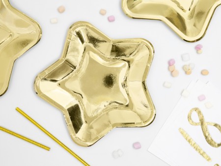 6 Assiettes étoiles - or -...