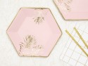6 Assiettes de feuilles - rose clair - 23 cm