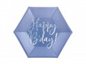 6 Assiettes Happy B'day ! - bleu marine - 20cm
