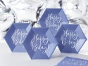 6 Assiettes Happy B'day ! - bleu marine - 20cm