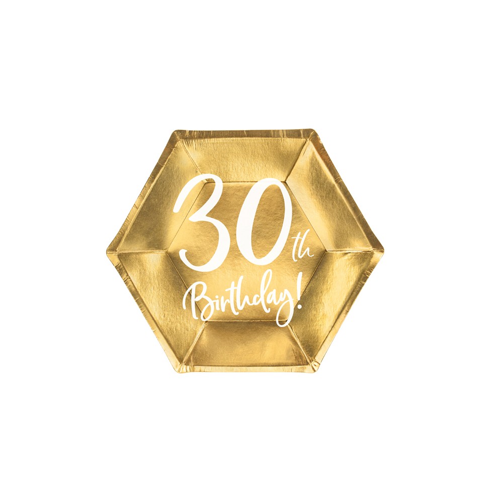 6 Assiettes 30e anniversaire - or - 20cm