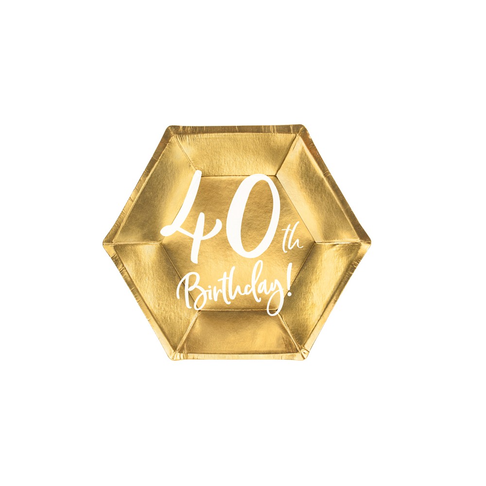 6 Assiettes 40e anniversaire - or - 20cm