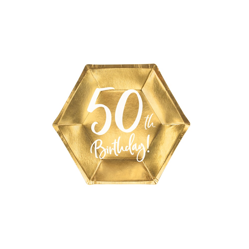 6 Assiettes 50e anniversaire - or - 20cm