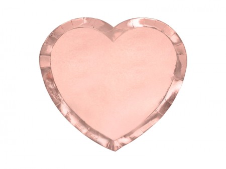 6 Assiettes coeur - or rose