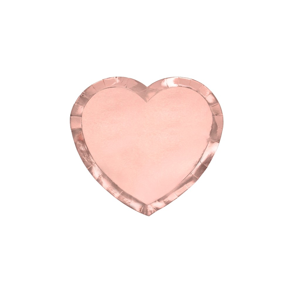 6 Assiettes coeur - or rose