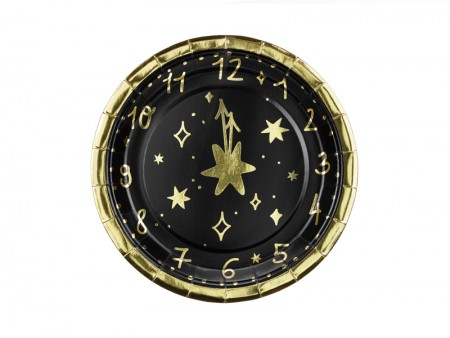 6 Assiettes en carton Horloge