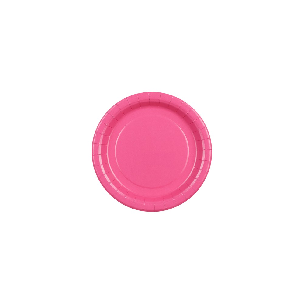6 Assiettes en papier - rose foncé - 18 cm