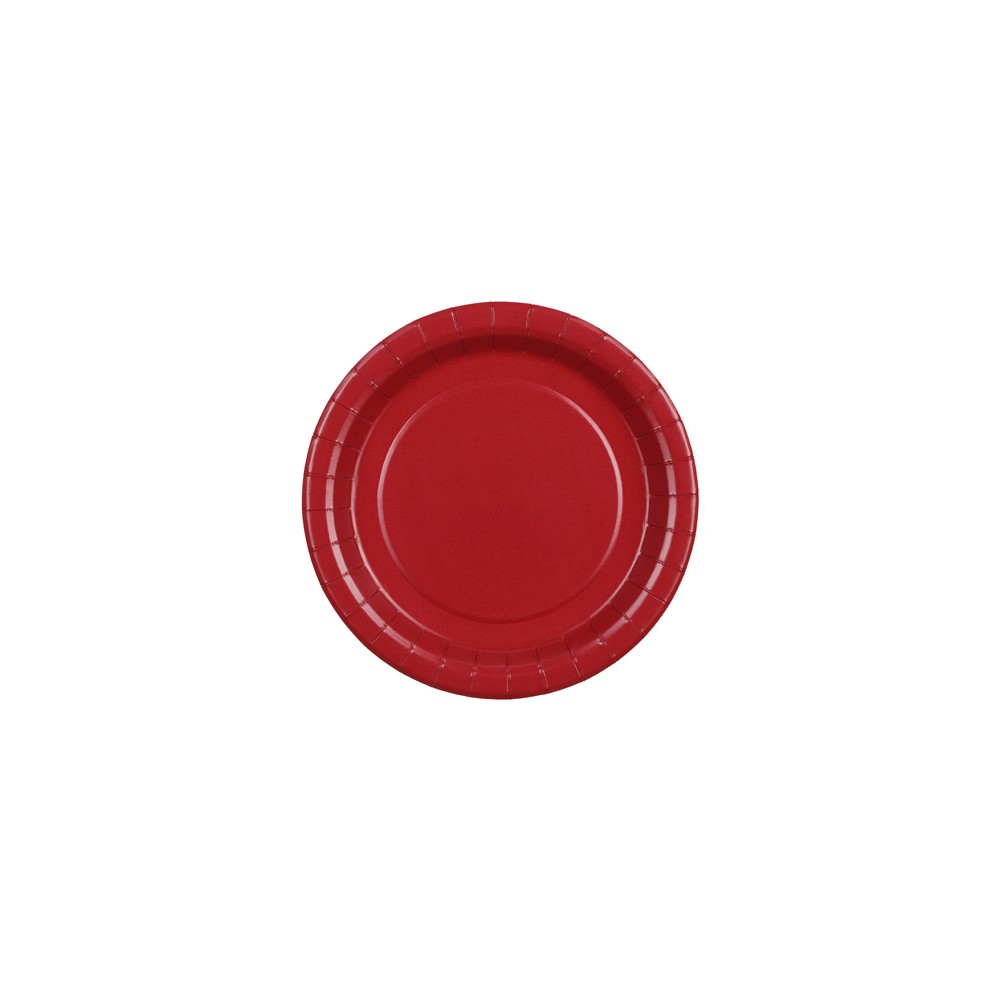 6 Assiettes en papier - rouge foncé - 18 cm