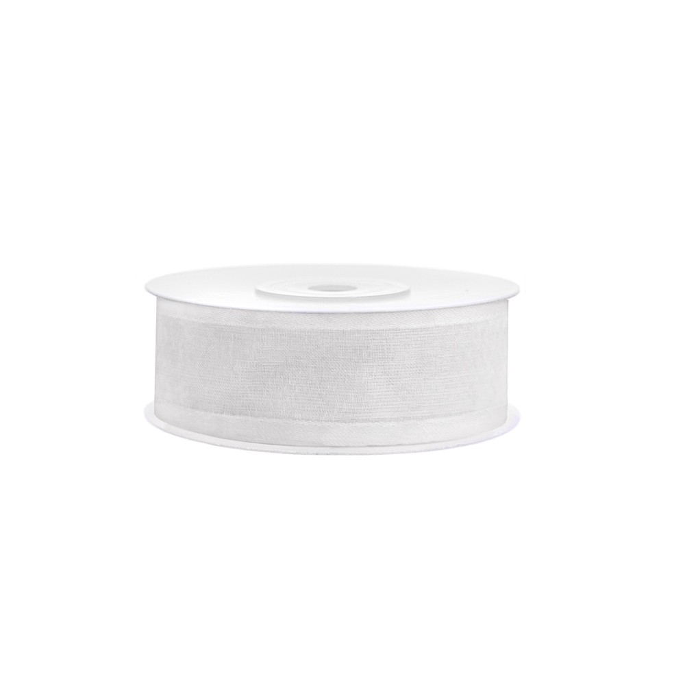 Ruban en mousseline de soie - blanc - 25mm/25m