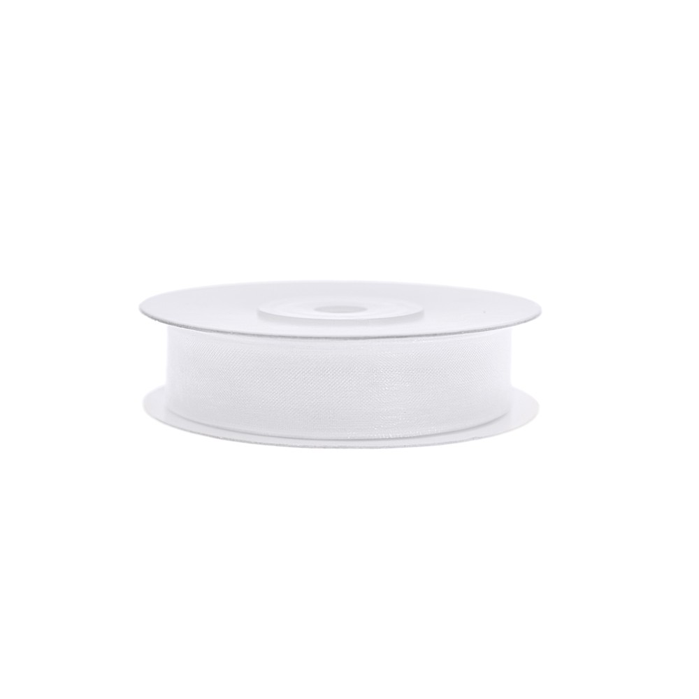 Ruban en mousseline de soie - blanc - 12mm / 25m