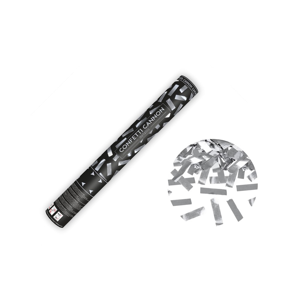 Canon à confettis - argent - 40cm