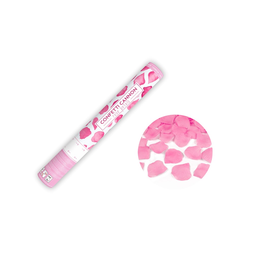 Canon à confettis avec pétales de rose - rose - 40cm
