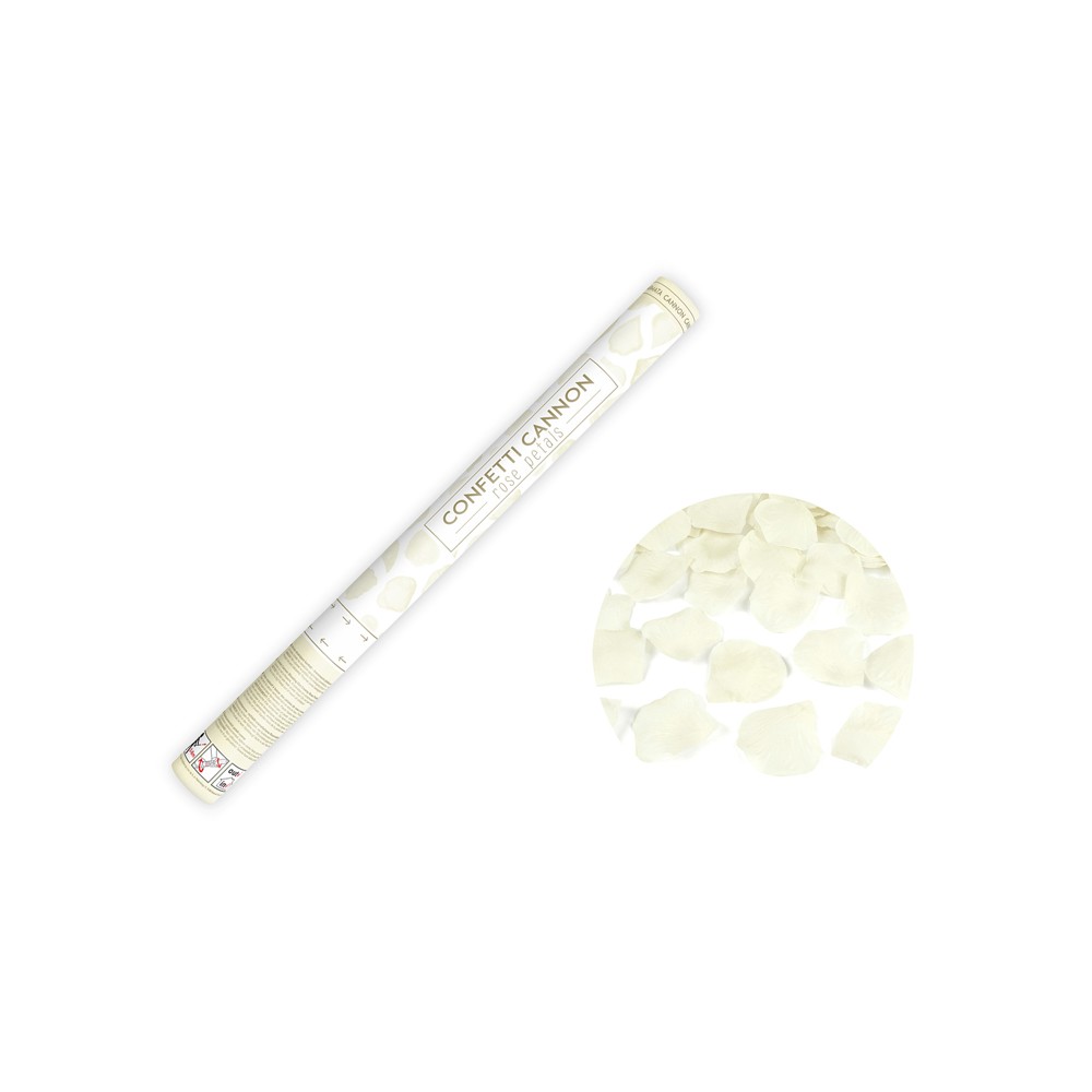 Canon à confettis avec pétales de rose - crème - 60cm