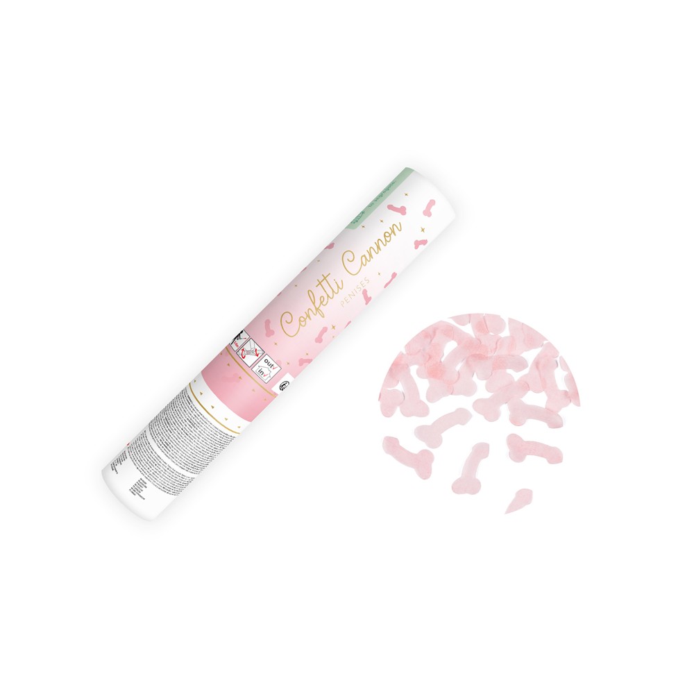 Tube avec confettis pénis - rose clair - 20cm