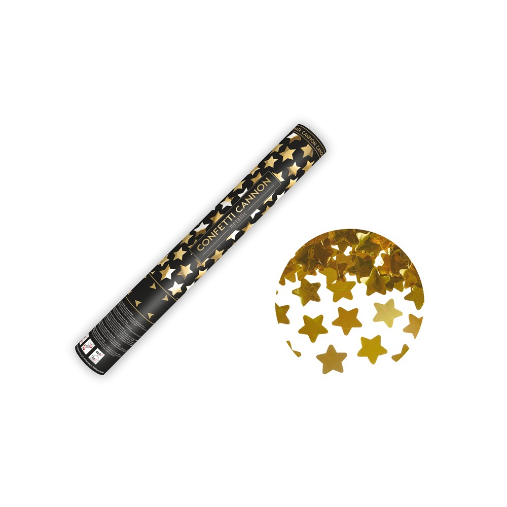 Canon à confettis avec étoiles - or - 40cm