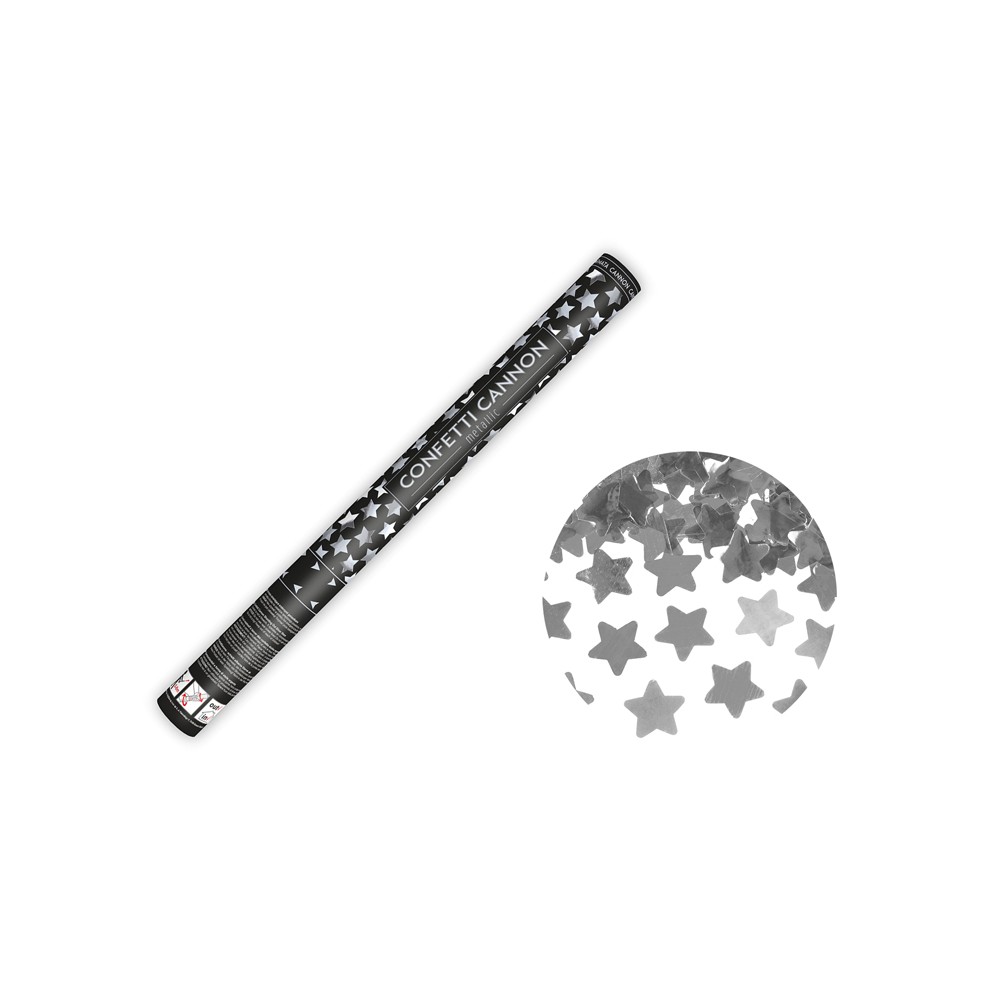 Canon à confettis avec étoiles - argent - 60cm