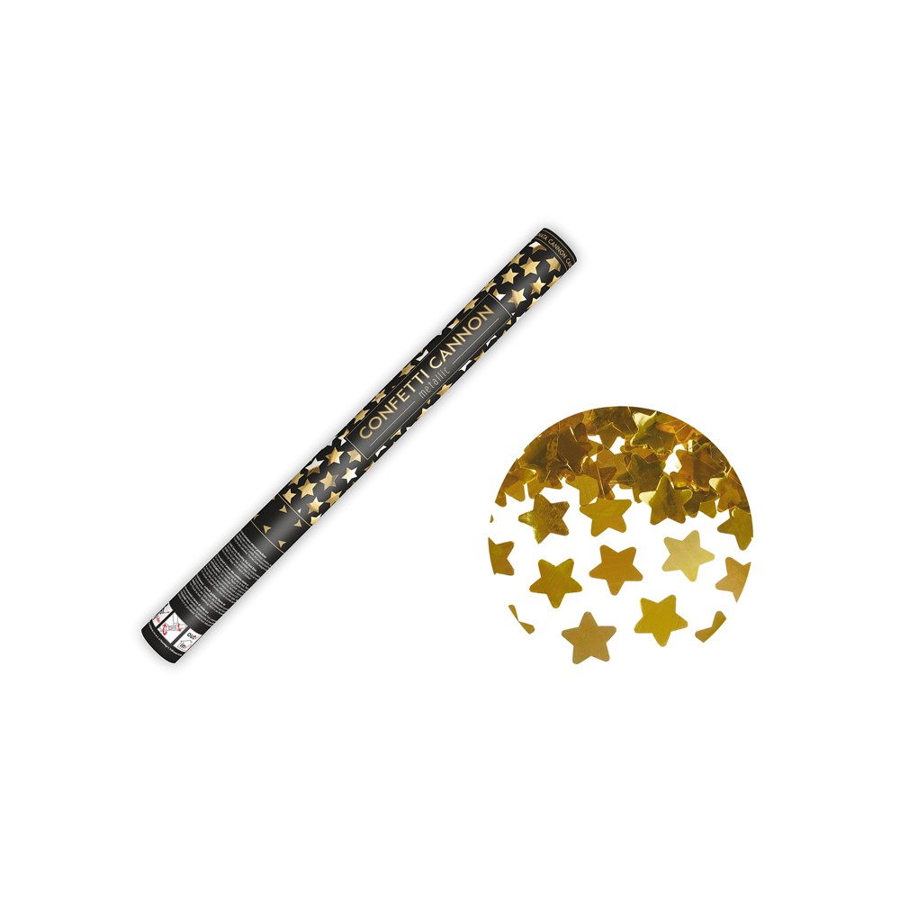 Canon à confettis avec étoiles - or - 60cm